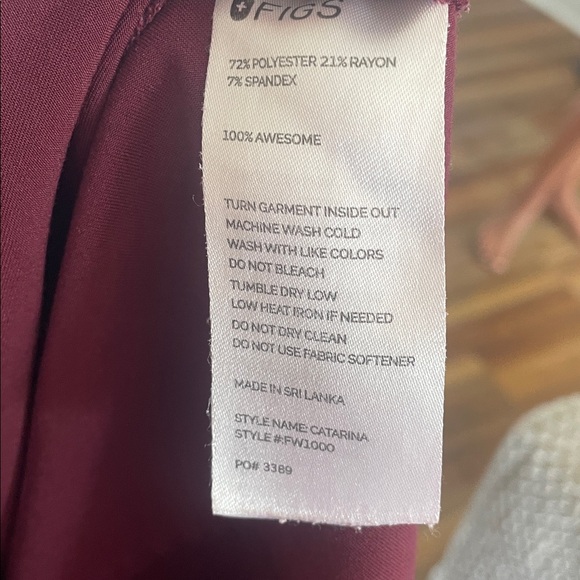 Figs Maroon V-Neck Scrub Top - Picture 5 of 5